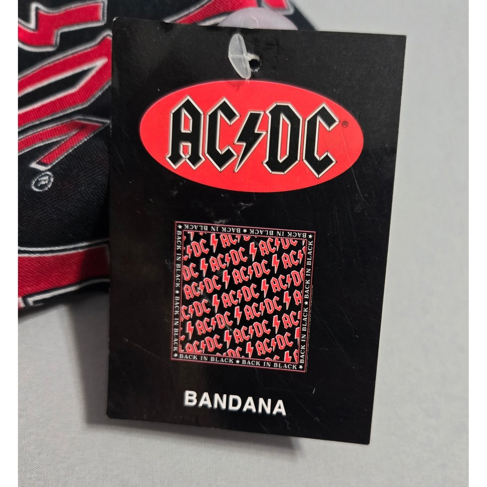 AC/DC Back in Black Bandana 2019 Logo Rock Music BioWorld Graphic Cotton NWT - Picture 4 of 5
